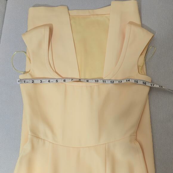 SAU LEE Butter Yellow Brooke Cap Slight Sleeves Crepe Fully Lined Maxi Gown Sz 6 - Picture 5 of 13